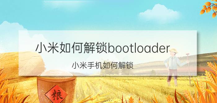 小米如何解锁bootloader 小米手机如何解锁？